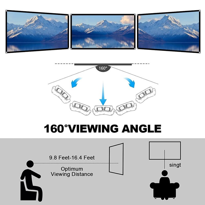 visualización de proyector de 60 pulgadas, visualización de proyección de