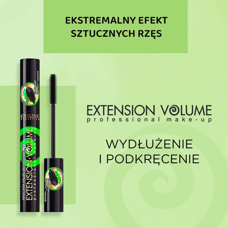 Mascara False Definition 4D and Waterproof EXTENSION VOLUME Professional Make