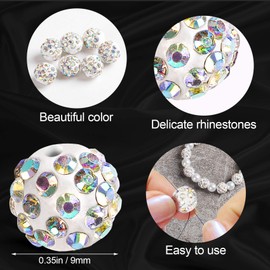 PAGOW 100 cuentas de arcilla con diamantes de imitación, cuentas de arcilla con diamantes de imitación, cuentas redondas de cristal de arcilla polimérica para hacer joyas, collares, pulseras