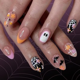 Halloween Nails Press ons Short Almond Fake Nails