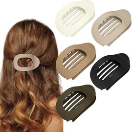 5 PCS Flat Claw Clips for Women, Hair Clips for Thick Hair, Matte Large Hair Duck Billed Claw Clip Strong Hold No Slip Hair Barrettes Neural Color Gifts (5 PCS)