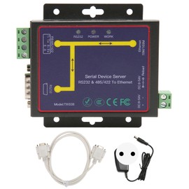RS232 RS485 RS422 Serial to Ethernet Adapter 10M 100M RJ45 Port 300 To 230400bps TCP IP Server Ethernet Converter 100‑240V EU Plug