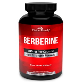 Divine Bounty Pure Berberine Complex - 600mg Per Capsule Berberine HCl Supplement - 60 Vegetarian Capsules