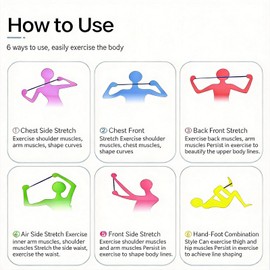 Caserry I-Shaped Resistance Band with Handles, 3 Pcs Elastic Exercise Bands for Home Workout, Yoga, Pilates, Shoulder Opening, Back & Arm Training, Portable Fitness Stretching Tool for Men and Women