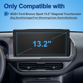 Coleya Anti-Glare Matte Screen Protector for 2025 Ford Bronco Sport (Big Bend/Heritage/Free Wheeling/Outer Banks/Badlands) 13.2-inch Touchscreen, 9H Tempered Glass 2025 Bronco Sport Accessories 13.2"