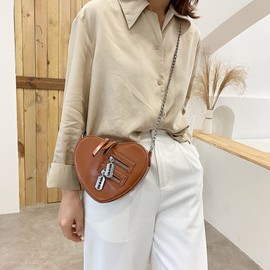 Y2K Heart Shape Gothic Purse Chain Shoulder Bag Kawaii Emo Grunge Old Aesthetic Cute Dark Academy, brown, Classic