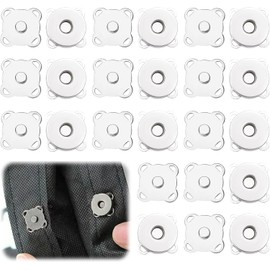 Pack of 12 magnetic closure bags, 14 mm magnetic buttons for sewing, silver plum shaped magnetic buttons, durability magnetic buttons, for DIY sewing crafts, bags sewing craft clothing