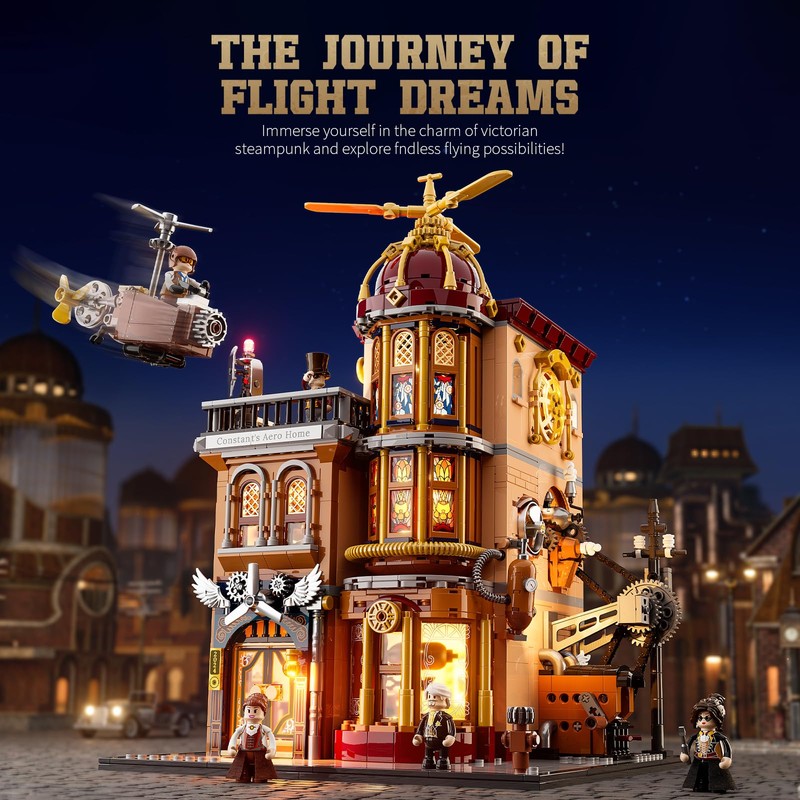 Lumibricks Steampunk Flying Club Lighting Building-Bricks Set - 1871 Pcs