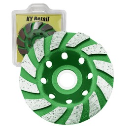 KY Retail 4 1/2 Inch Diamond Concrete Grinding Wheel 12-Segment Turbo Cup Wheel for Angle Grinder Heavy-Duty Polishing & Fast Smoothing for Concrete, Stone, Marble, Granite & Thinset Removal