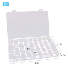 FYY (2 Pack) Plastic Organizer Box 36 Grids, Clear Plastic Organizer Box Storage, Jewelry Craft Storage Container, Bead Box, Fishing Tackles Box, Jewelry Box, Embroidery DIY Art Craft Accessory