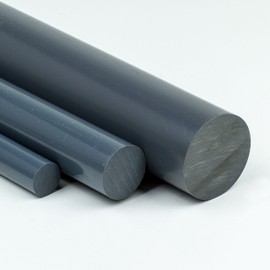 PVC round rod, grey, diameter 12 mm, plastic rod in length 1300 mm, PVC-U round material on cut
