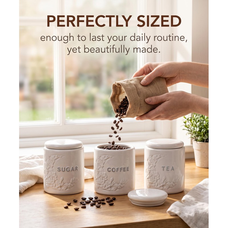 TAWCHES Wing Petal Ceramic Canisters Sets For The Kitchen Canisters