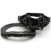 Kingray Jewelry Black Onyx Princess Cut Anniversary Wedding Bridal Ring