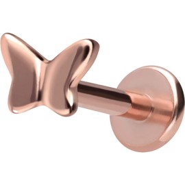 PIERCINGLINE Titanium Labret with Internal Thread Titanium Attachment Butterfly Piercing Lip Nose Ear Helix Tragus Medusa Choice of Colours and Sizes, Titanium