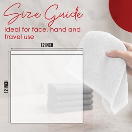 RIVERSIDE 24 Pack Washcloths Set - 100% Cotton [12x12 Inches] - Soft, Quick-Dry & Highly Absorbent Face Towels - Perfect for Bathroom, Gym, Hotel, Spa & Travel - White