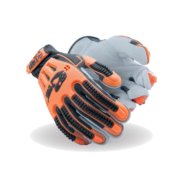 MAGID T-REX Windstorm ANSI A4 TRX744 Impact Glove, 1 Pair, Size 9/Large, Hi-Vis  Safety Orange & Grey