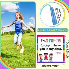 RoundFunny 24 Set End of Year Student Gifts 24 Pcs 7.2 Feet Rainbow Jump Rope for Kids 24 Pcs Graduation Gift Cards Adjustable Nylon Skipping Ropes for Classroom Exchange Outdoor Party School Games