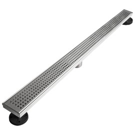 Neodrain 36-Inch Linear Shower Drain with Removable Quadrato Pattern Grate, Brushed 304 Stainless Steel Rectangle Shower Floor Drain, Linear Drain with Leveling Feet,Hair Strainer