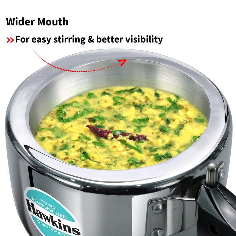 HAWKINS Triply Stainless Steel Pressure Cooker, Inner Lid Induction Cooker,