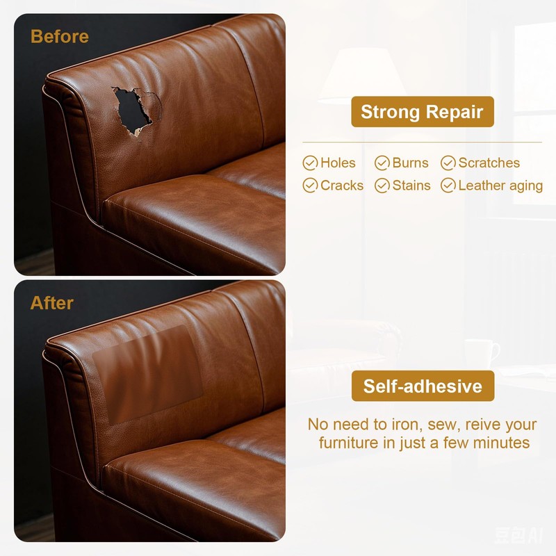 IANZE 2Pcs Leather Repair Patch, Self Adhesive Leather Repair Patch