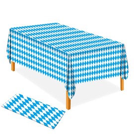 AhfuLife Oktoberfest Tablecloth, 1/2/4 Pcs Oktoberfest Tablecover Bavarian Blue White Diamond Checks 54" x 108" Disposable Tablecloth for Oktoberfest Party Picnic Tablecloth Decorations
