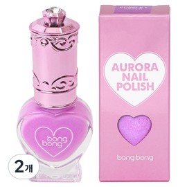 Bonbon Friends Water-based Glitter Aurora Nail Polish, Aurora Purple, 2 Pieces / 봉봉프렌즈 수성 반짝이 오로라 매니큐어, 오로라퍼플, 2개