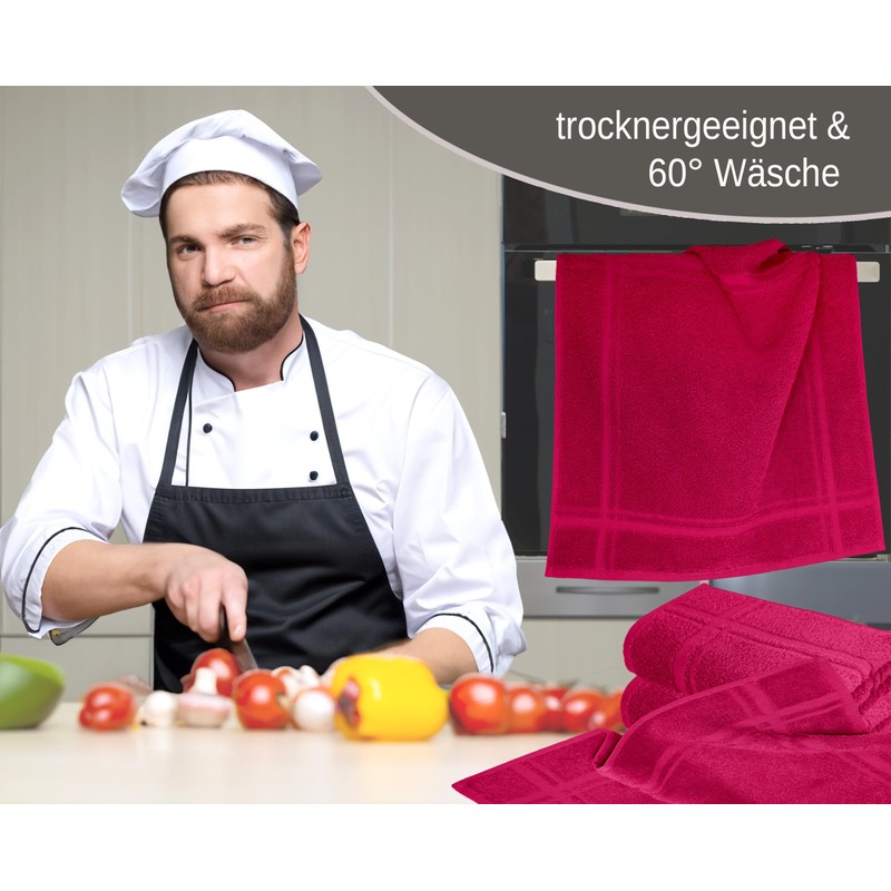 Lashuma London Cotton Dish Cloths Set Red Rhubarb 50 x