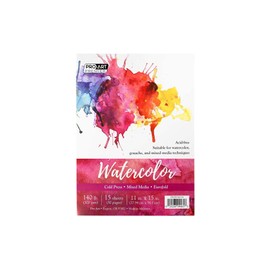 Pro Art Prem Watercolor Pad 11"x15", 15 sheets, 140# CP TP, Watercolor Paper, Watercolor Sketchbook, Water Color Paper, Watercolor Paper Pad, Watercolor Journal, Watercolor Book, Paint Paper, Painting