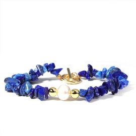 MILAKOO Chip Bracelet with Real Pearls for Women Natural Gemstone Bangle Women Crystal Bracelet, Rubber, No gemstone