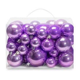 AMS Christmas Ball Plating Ornaments Tree Collection for Holiday Parties Decoration (Light Purple, 40ct Pearl)