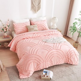 ENJOHOS Pink King Size Comforter Bedding Set for College Girls - Tufted Comforter with Rainbow Design, 3 Pc Rainbow Bedding for All Season, Lightweight Fluffy Microfiber Comforter with 2 Pillowcase