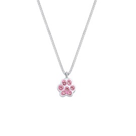 Elli Children's Paw Animal Necklace with Crystals 925 Sterling Silver, Glass enamel Glass, Crystal