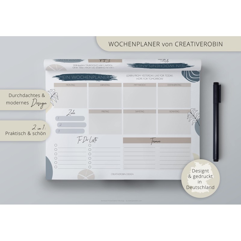 Weekly Planner Pad A4 with 50 Sheets I CreativeRobin