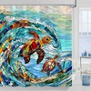 Kanuyee Turtle Shower Curtain Stained Glass Shower Curtain Blue Shower