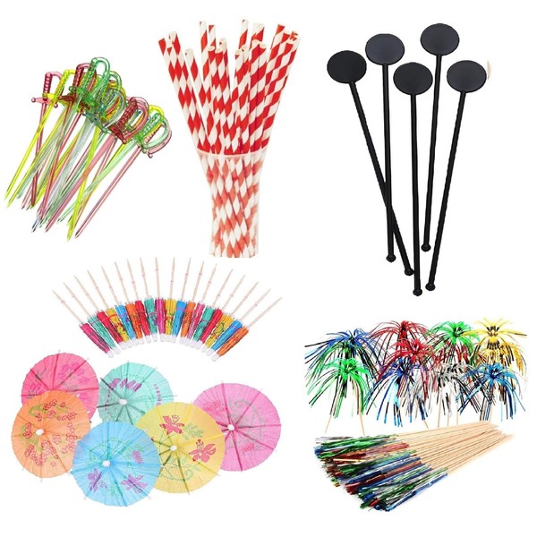 99 Piece Cocktail Party Decoration Drinks Accessory Pack With Umbrellas,