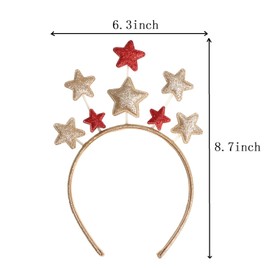Star Headband, Christmas Headband, Gold and Red Star Christmas Hair Bands, Happy New Year Headband, Party Hair Accessory for Princess, Holiday Festival, Birthday Party