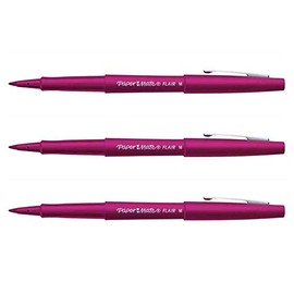 Paper Mate Pack of 3 Felt-Tip Pens Flair Original Nylon Medium Point Magentaaa