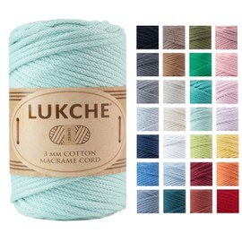 Mint Green Cotton Macrame Cord 3mm x 93yards (279 Feet), Colored Macrame Rope, Cotton Rope Macrame Yarn, Colorful Cotton Craft Cord for Wall Hanging, Plant Hangers, Knitting (175 Mint Green 1)