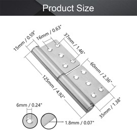 MroMax Lift Off Hinge, Stainless Steel Slip Joint Flag Hinges for Window Cupboard Cabinet Door, 5inch Long, Silver Tone 4Pcs