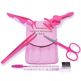 Eyelash Curlers 6Pcs - Eyebrow Tweezer for Women - Eyelash Applicator Tool with Comb - Portable Eyebrow Grooming kit - Mini Eyebrow Scissor Set - Eye Brow Clippers Brush for Fake Lash Cosmetic