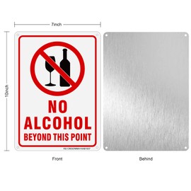 2PCS No Alcohol Beyond This Point Signs, 10x7Inches Aliminum No Alcohol Sign