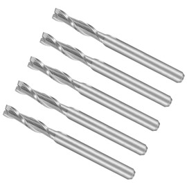 CoCud Spiral End Mills, 1/8" Shank 3mm x 12mm Solid Carbide 2-Flute CNC Router Bits Milling Cutters - (Applications: for Plywood Hardwood Plastic), 5-Pieces