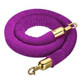 PATIKIL 3.3 Feet Purple Velvet Stanchion Rope, Crowd Control Barrier Rope with Snap Hooks for Posts Stands Queue Divider of Hotel Theater, Golden