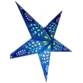 Yepsio Paper Star Lantern Lampshade, 60 cm, Hanging Decorations for Christmas, Wedding, Home, Party (Glitter Blue, Green)