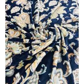 Decorative Velvet Fleece Throw Blanket: Soft Plush Bright Flower Accent on Dark Navy Background for Couch or Bed, Colored: Turquoise Burnt Orange Navy Blue VCNY Lynn