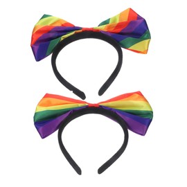 FOMIYES 2pcs Pride Day Headbands: Rainbow Headbands With Bow Decoration - Dress Up Headwear Pride Themed Hair Accessories For Women