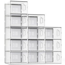 X-Large Shoe Storage Box Fit Size 14, Clear Plastic Stackable Shoe Organizer for Closet, Space Saving Sneaker Shoe Rack Containers Bins Holders for Entryway, 12 Pack Clear