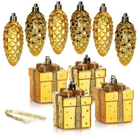 com-four® 10 Piece Christmas Tree Pendants Set, Shatterproof Christmas Tree Decorations Cones & Gifts, Great Christmas Decoration