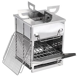 REDCAMP Wood Burning Camping Stove Folding with Pot Stand, Large Portable Stainless Steel 304# Grill Backpacking Stove for Hiking Picnic Cooking Outdoor