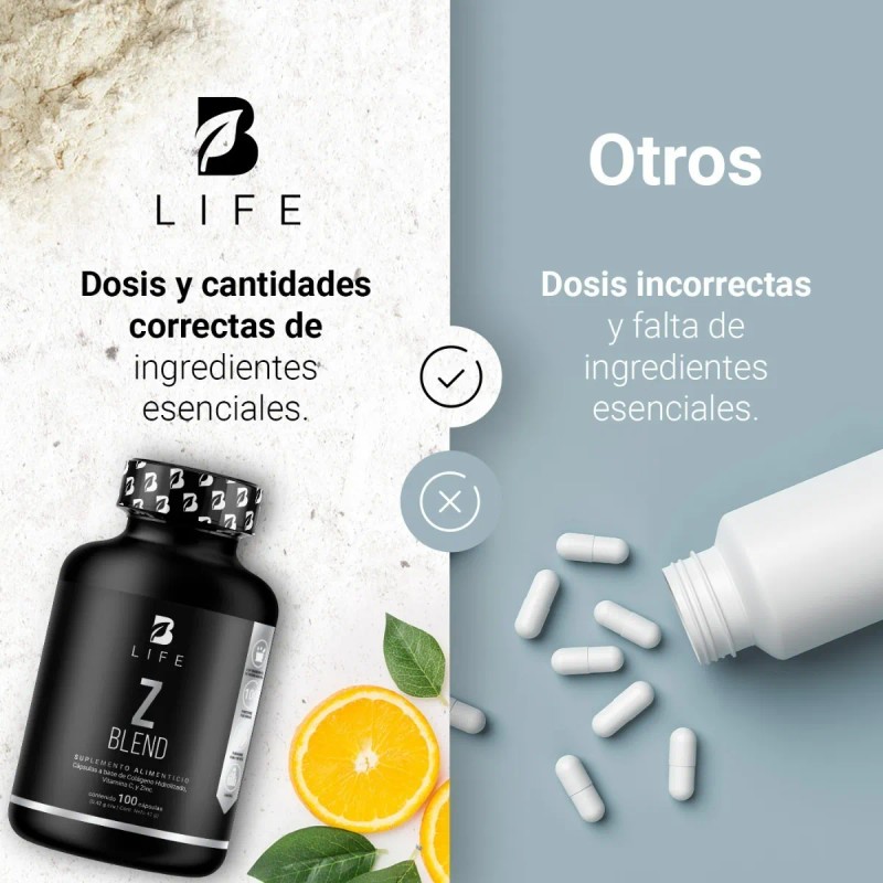 Zinc Con Colágeno Y Vitamina C De 100 Cápsulas. B